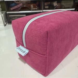 FRESH Beauty Corduroy Cosmetics Pink Make Up Case Bag